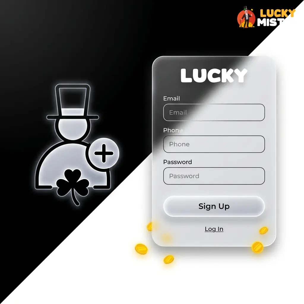 LuckyMister registration steps for UK players showing sign-up form, currency selection, and account verification process