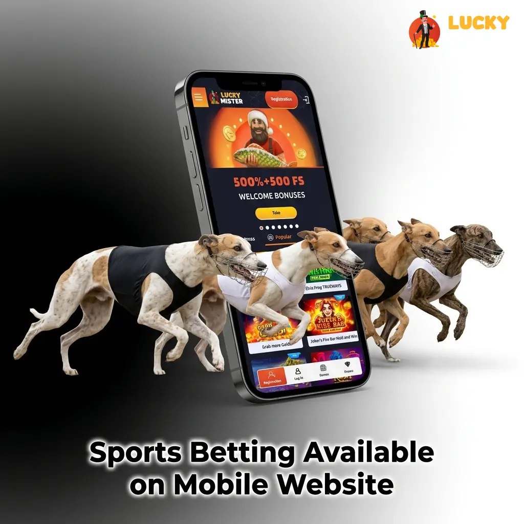 Lucky Mister mobile sports betting site showing odds for football, horse racing, tennis, cricket, rugby and more UK sports