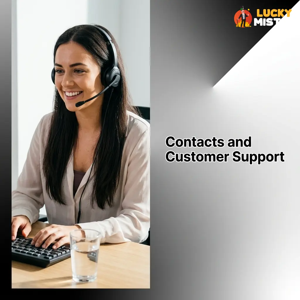 LuckyMister Casino 24/7 customer support options including live chat, email, and help centre for UK players