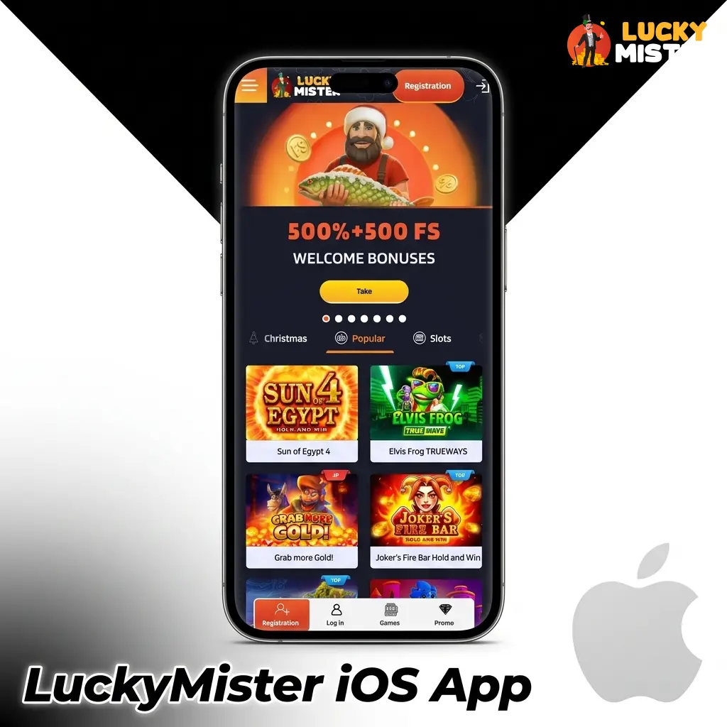 LuckyMister iOS app installation guide for iPhone and iPad showing Safari Add to Home Screen steps for iOS 12 or later