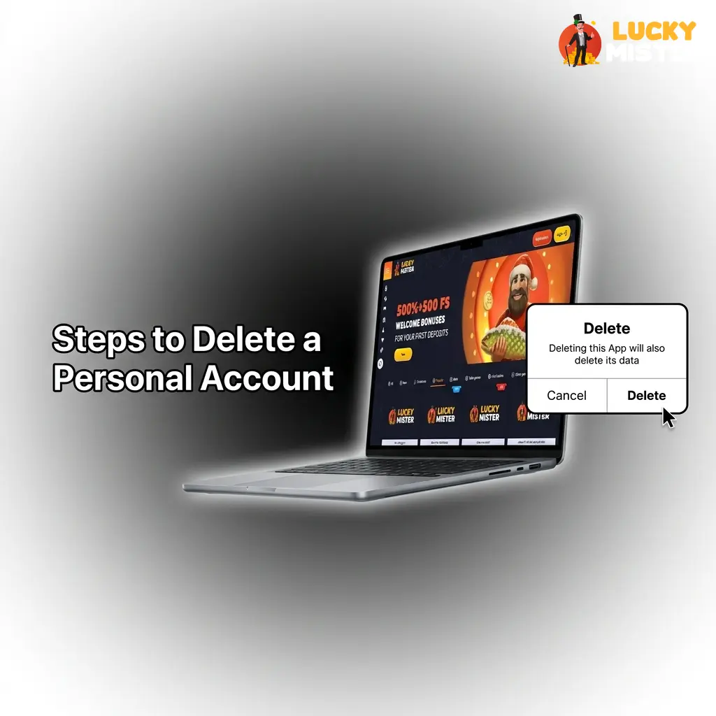 Steps to delete a personal LuckyMister account including contacting support, verifying identity, withdrawing balance, and confirmation