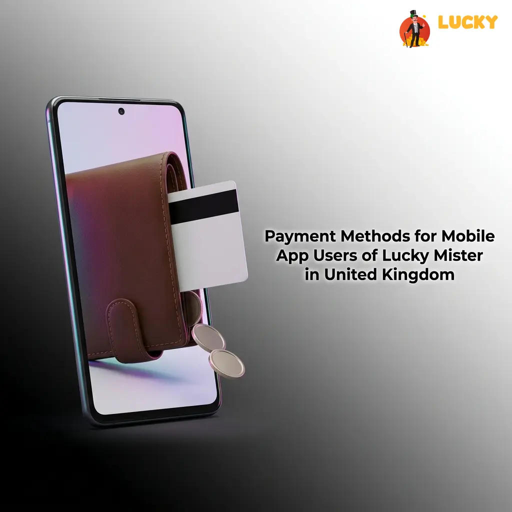 Lucky Mister UK mobile app payment methods including Visa, Mastercard, and USDT ERC20 for deposits and withdrawals