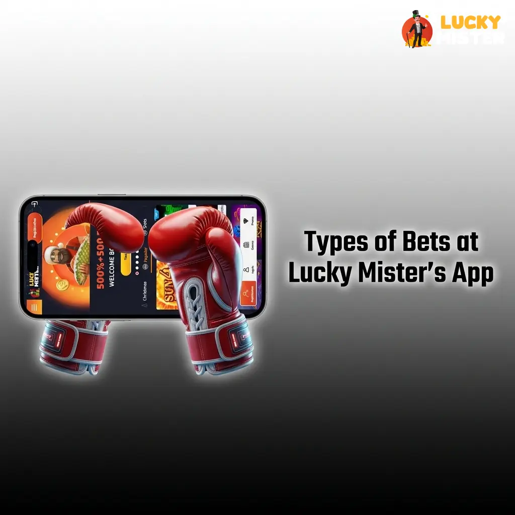 Types of bets at Lucky Mister's App including single, accumulator, treble, each-way, and system bet options explained